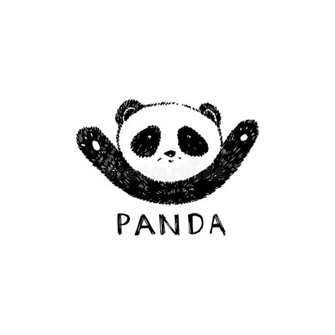 Hand Drawn Panda Graphic Illustration Isolated On White Panda Logo