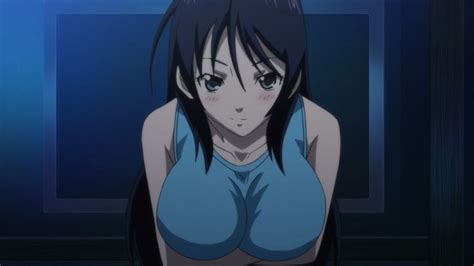 Kotobuki Yuri Nozoki Ana 1girl Black Hair Blush Bouncing Breasts