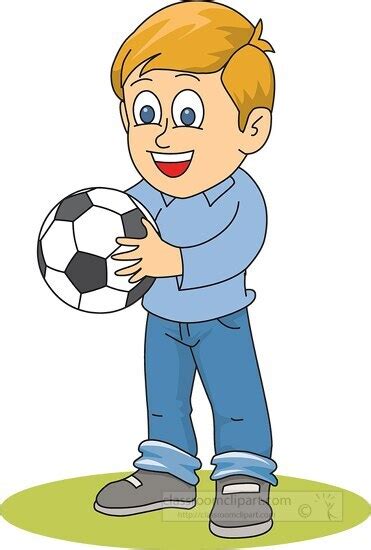 Soccer Clipart Cartoon Character Boy Holding Soccer Ball