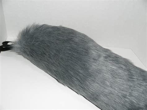 23in Faux Fur Grey Wolf Tail Costume Cosplay Accessory Etsy