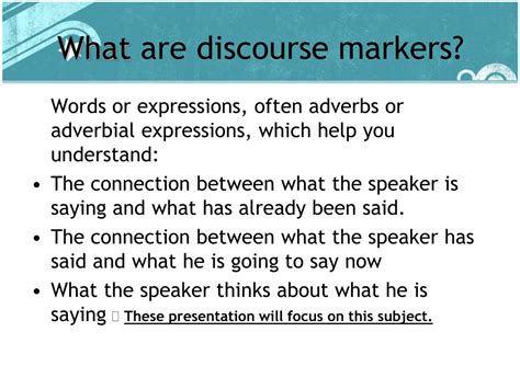 Ppt Discourse Markers 2 Powerpoint Presentation Free Download Id