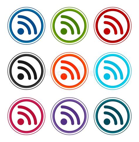 Rss Feed Icon Flat Round Buttons Set Illustration Design Stock Vector