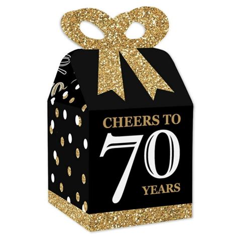 Adult 70th Birthday Gold Square Favor T Boxes Birthday Party Bow Boxes Set Of 12