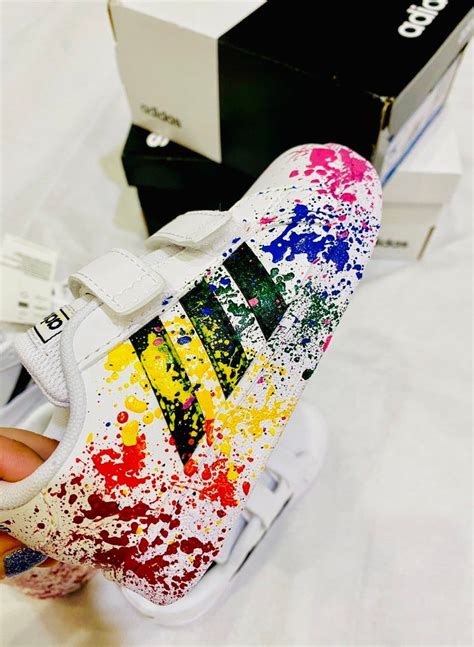 Rainbow Splatter Paint Adidas Sneakers Shoes Custom Adidas Custom