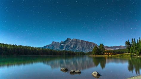 Beautiful Reflective Lake Scenic Landscape In Banff National Park