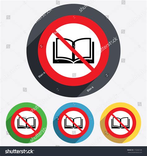 Book Not Allowed Sign Icon Open Book Symbol Red Circle Prohibition