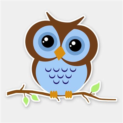 Cutie Cartoon Blue Owl Vinyl Sticker In 2022 Cute Owl