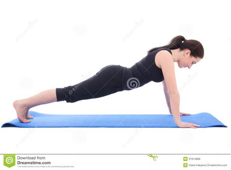 Young Woman Doing Push Up Exercise Isolated On White Royalty Free Stock