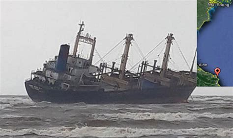 General Cargo Ship Beached By Storm 16 Crew Rescued Vietnam