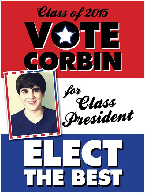 Vote For Class President Poster Red White Blue Vintage Photo