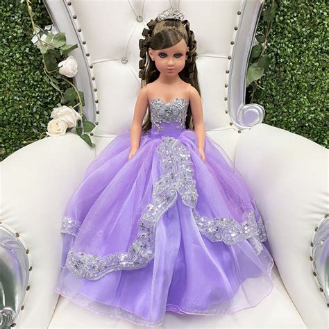 20 Purple Quinceanera Doll With Silver Shiny Lace Qd95 Etsy