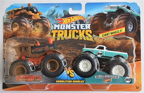 Hot Wheels Monster Trucks Demolition Double Loco Punk Vs Pure Muscle