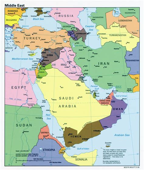 Detailed Political Map Of The Middle East With Capitals