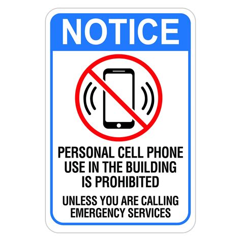 Notice Personal Cell Phone Use Prohibited American Sign Company