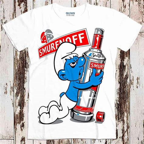 Smurfnoff Vodka T Shirt Funny Parody Joke Slogan Super Cool Etsy