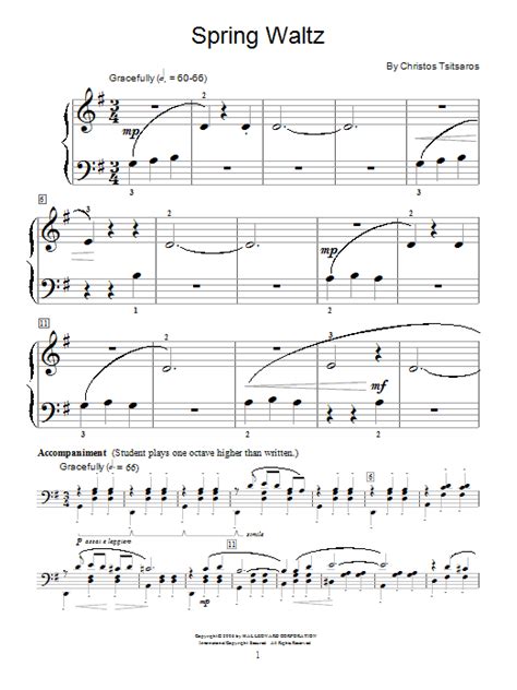 Spring Waltz Partitions Christos Tsitsaros Piano Educatif