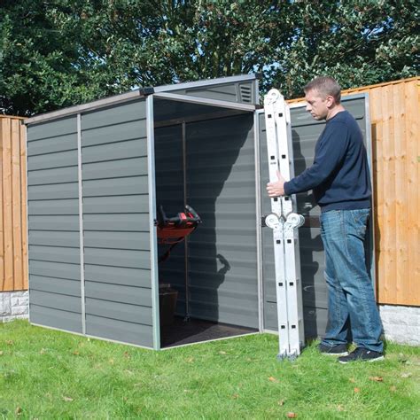 6 X 4 175m X 117m Single Door Pent Plastic Shed With Skylight