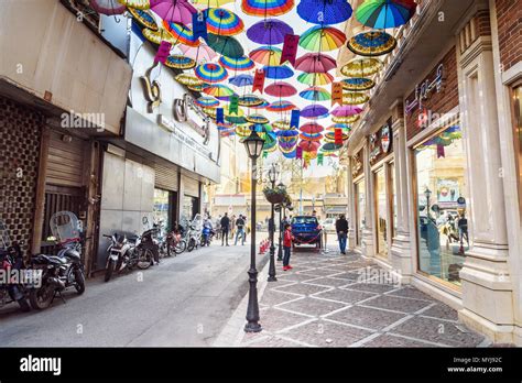 Tehran Iran March 18 2018 View Of Beautiful Umbrella Street In