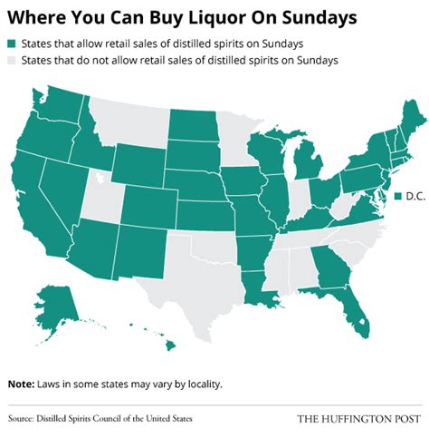 A Map That Shows Where You Can Buy Liquor On Sundays Sales Day In The