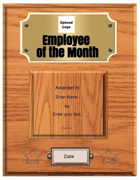 Employee of the year template. Free Custom Employee of the Month Certificate