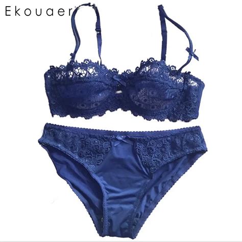 Ekouaer Sexy Underwear Set Cotton Push Up Bra And Panty Sets 34 Cup Lace Lingerie Set Women