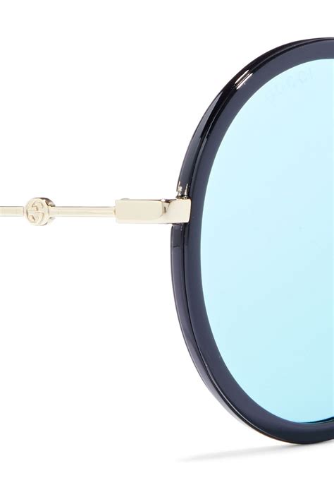 gucci round frame acetate and gold tone sunglasses the outnet