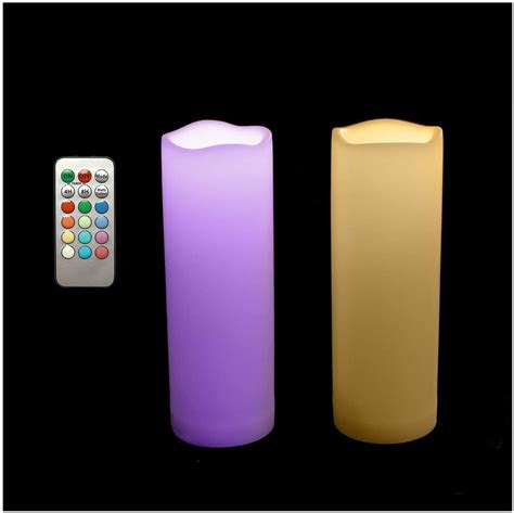 Color Changing Outdoor Flameless Pillar Candles Remote Waterproof