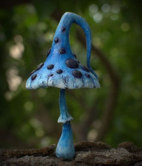 Blue White Dark Purple Amanita Fairy Garden Fantasy Mushroom Etsy