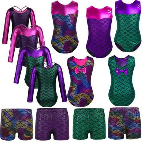 Girls Shiny Mermaid Gymnastics Leotard Ballet Dance Jumpsuitdancewear