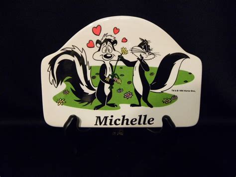 Looney Tunes Pepe Le Pew And Penelope Pussycat Ceramic Plaque With Name Ebay