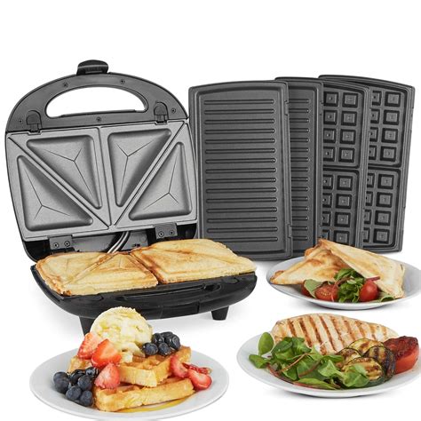 Vonshef 3 In 1 Sandwich Toaster Waffle Maker And Grill Toastie Maker