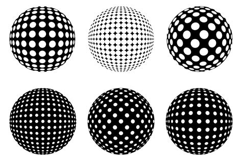 Set Of Decorative Dotted Spheres Isolated 3d Style Abstract Balls With