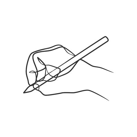 Premium Vector Continuous Line Drawing Of Hand Holding Pen And