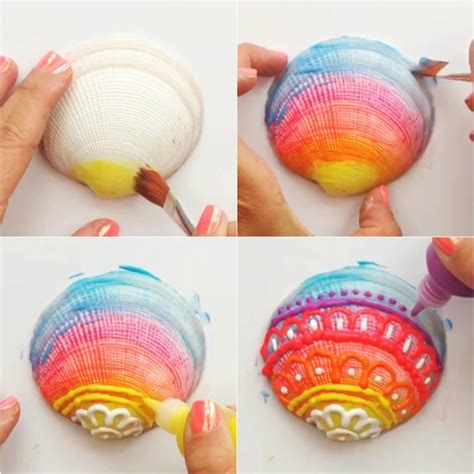 How To Make Painted Sea Shells With Puffy Paint Color Made Happy In