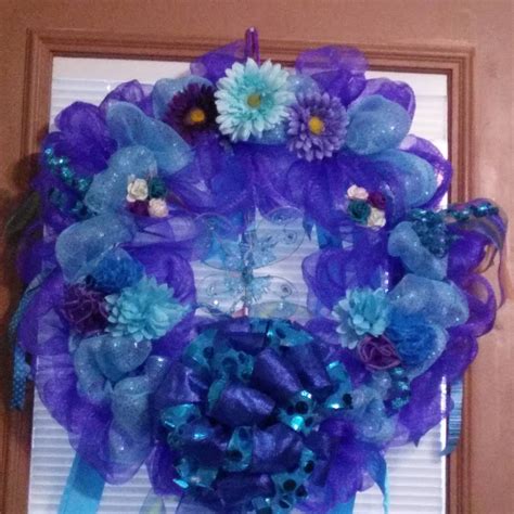 Purple And Turquoise Wreath Etsy Turquoise Wreath Deco Mesh