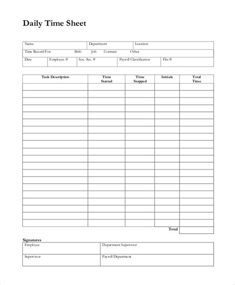 Printable Blank Excel Daily Timesheet Excel Daily Timesheet Template 8