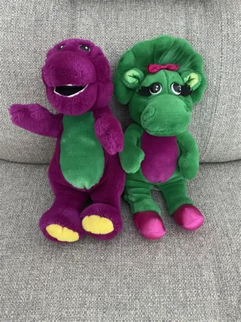 Vintage 1992 Barney And Baby Bop Plush Stuffed Animals Lot 14 Inches