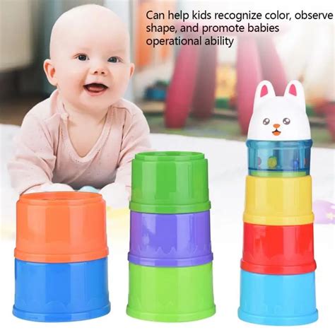 Kids Build Ball Nesting Stack Children Stacking Cup Toys Rainbow Ring