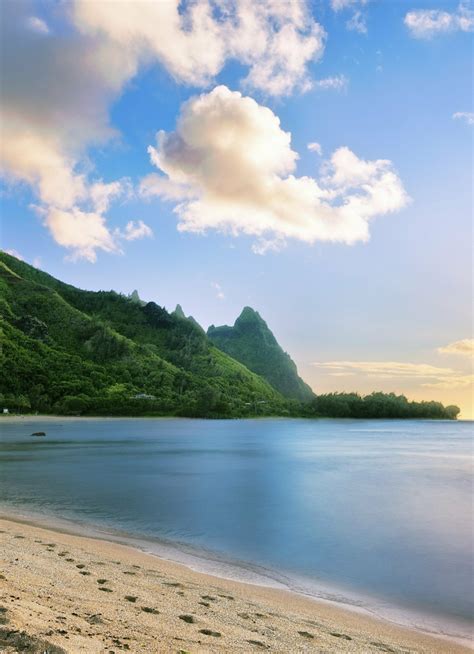 Download Wallpaper 840x1160 Hawaii Beach Calm Beach Mountains Sunny