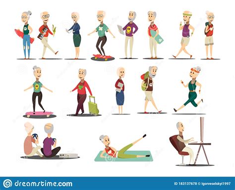 Elderly People Concept Icons Set Stock Vector - Illustration of elderly ...