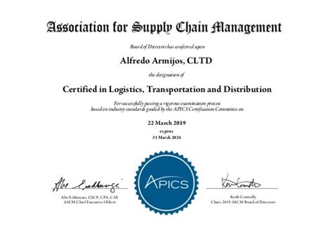 Apics Cltd Original Certificate