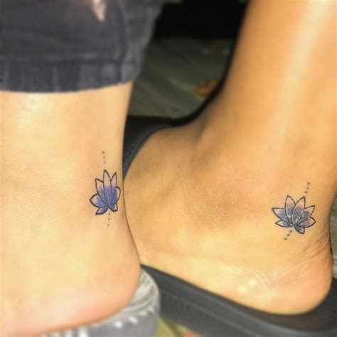 Cool black outline lotus flower tattoo on left ankle. #Best #Friend #Tattoo #BestFriendTattoo #Lotus #Flower # ...