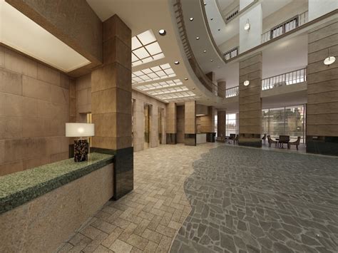 El Diseño Interior Del Lobby Del Hotel Con Un Gran Espacio Interior De