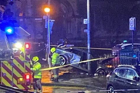 Car Wrecked In Glasgow Smash As Police Cordon Off Road Daily Record