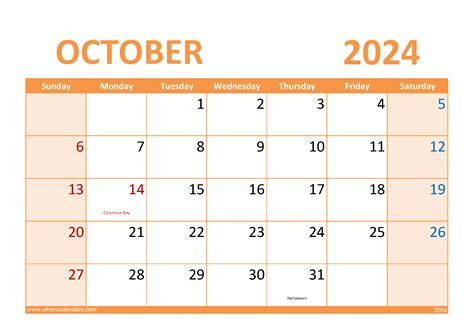 October Planner Template 2024 Monthly Calendar