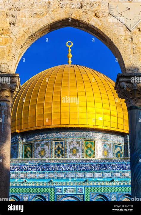 Cupola Della Roccia Moschea Islamica Al Monte Del Tempio Di Gerusalemme