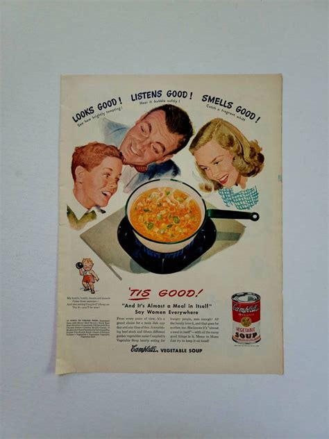 1947 Campbells Vegetable Soup Vintage Advertisement Kitchen Etsy