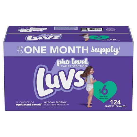 Luvs Pro Level Leak Protection Diapers Size 6 124 Ct 35 Lb