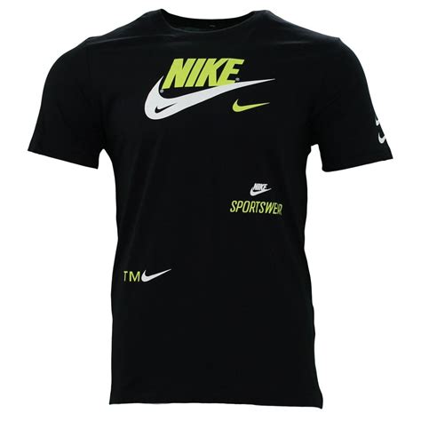Nike Clothing Multi Swoosh Black Tee Mens From Pilot Uk