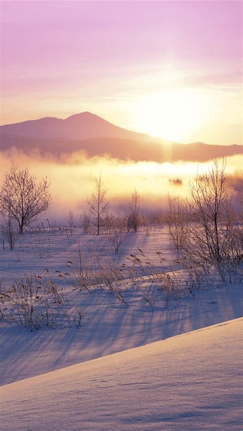 Japan Winter Nature Snow Sunset Iphone X 876543gs